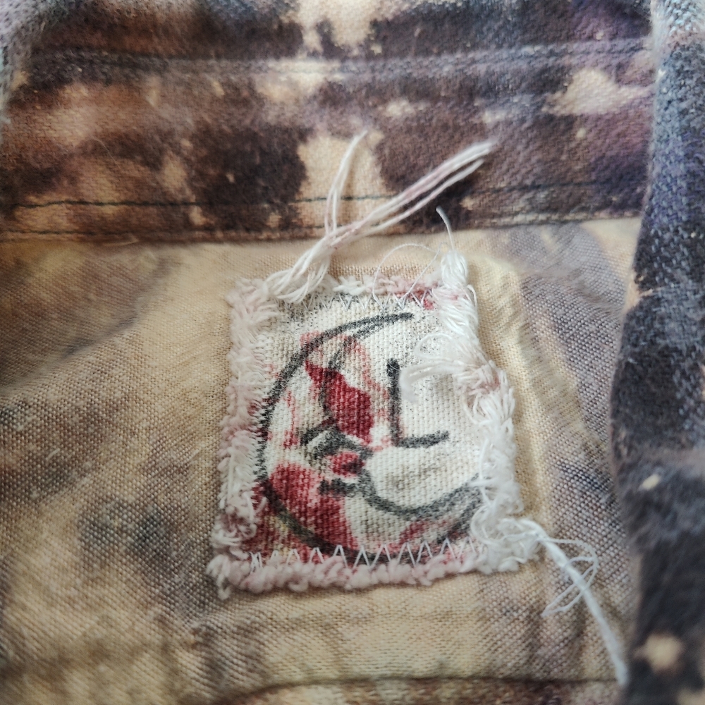 Grayers Clothiers Once in a Blue Moon Distressed Acid Bleached Flannel Shirt - Picture 2 of 9